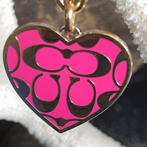 Coach Accessories - COACH Pink Gold Heart Key Chain / Purse Fob